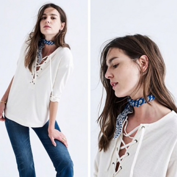 Madewell Tops - Madewell Libra Lace-Up Tee